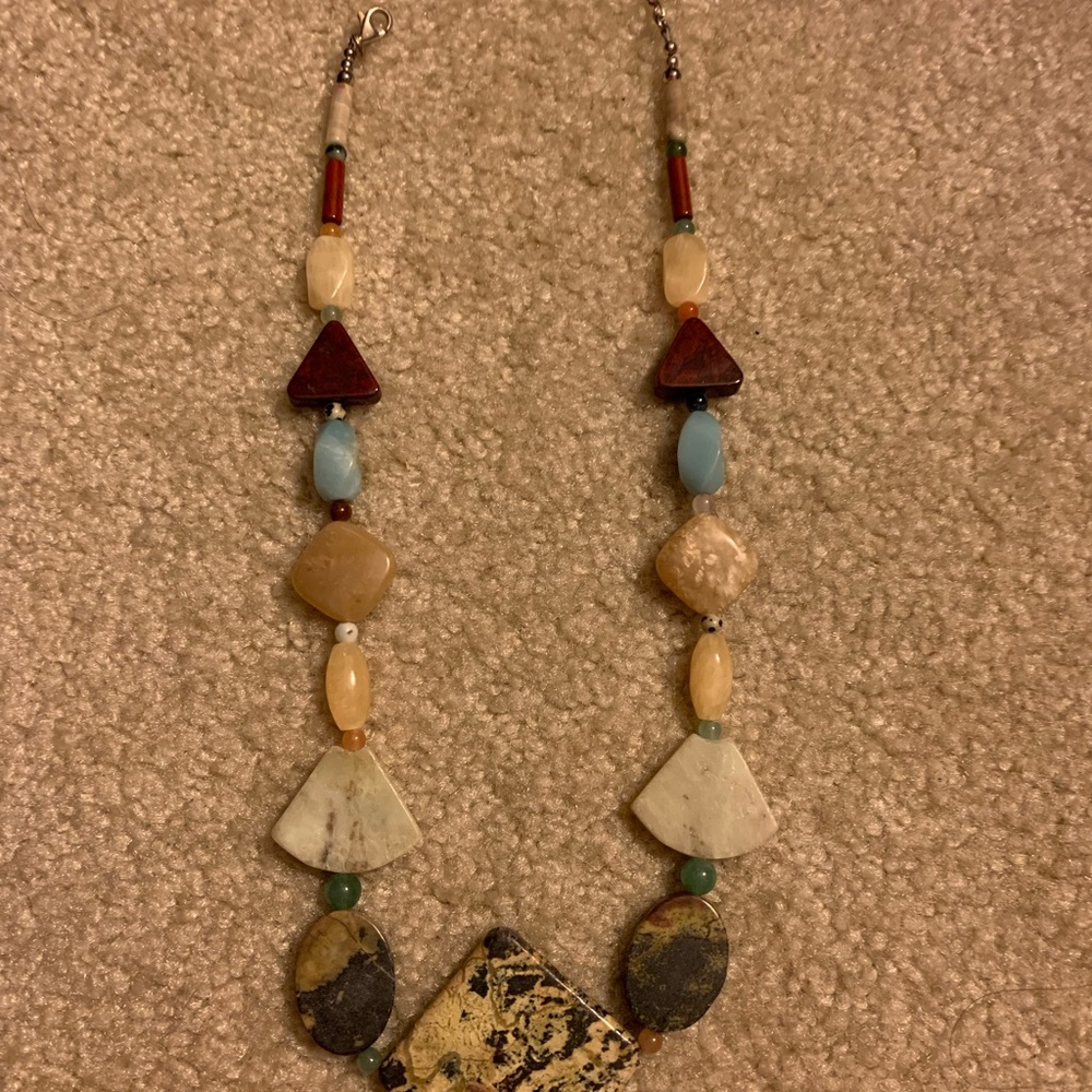 Jay King multi Stone with agate and Jasper Sterling silver Necklace